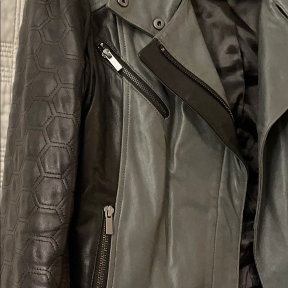 Badgley Mischka Black and Gray Leather Jacket - Picture 3 of 8